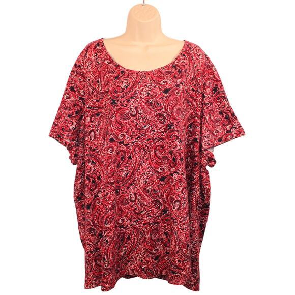 Catherines Women's Multicolor Paisley Easy Fit Pullover Top Plus Size 3X - Picture 1 of 9